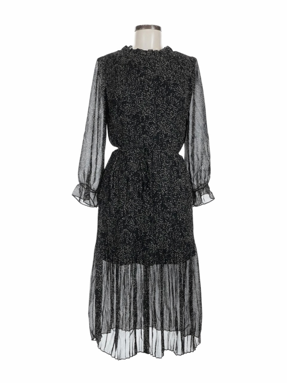 STELLINO Black Long-Sleeve Midi Dress